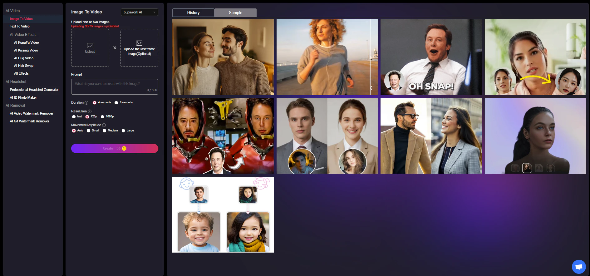 screenshot of Free AI Image to Video Generator